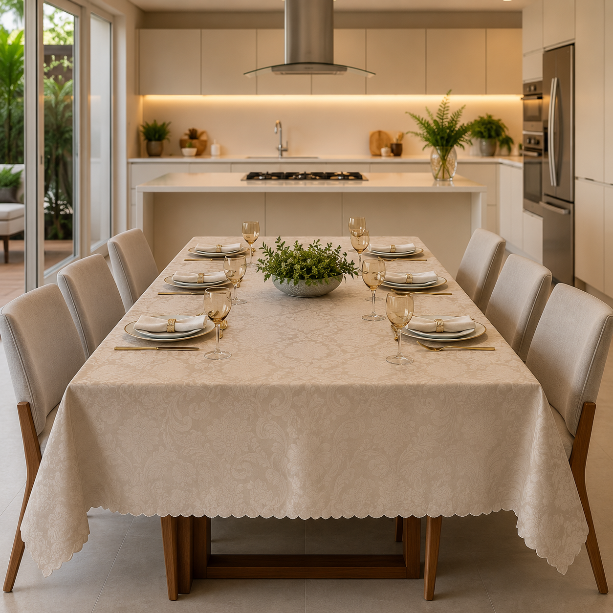 Mesa e cozinha